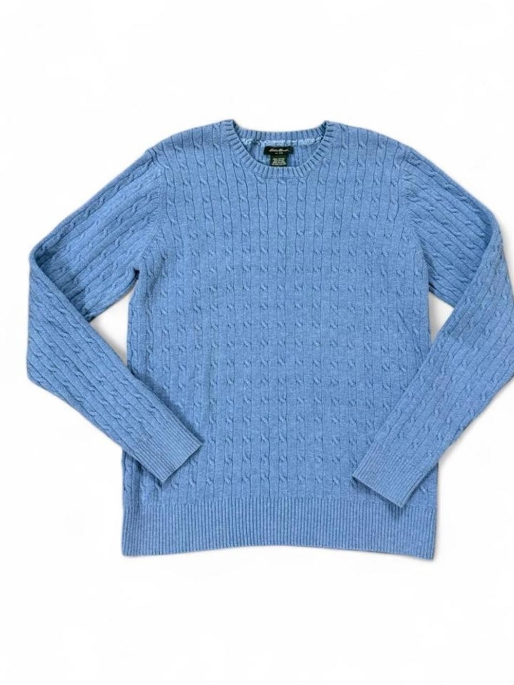 Eddie Bauer Blue Cable Knit Sweater Size L Cozy Pullover